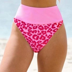 Pink Leopard Highwaisted bikini bottom